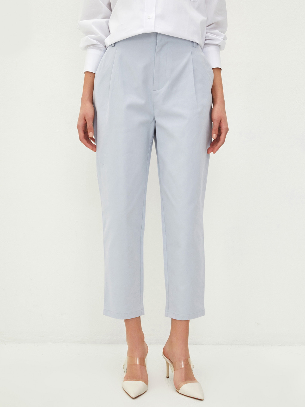 Women's High Waist Regular Fit Plain Trousers-6