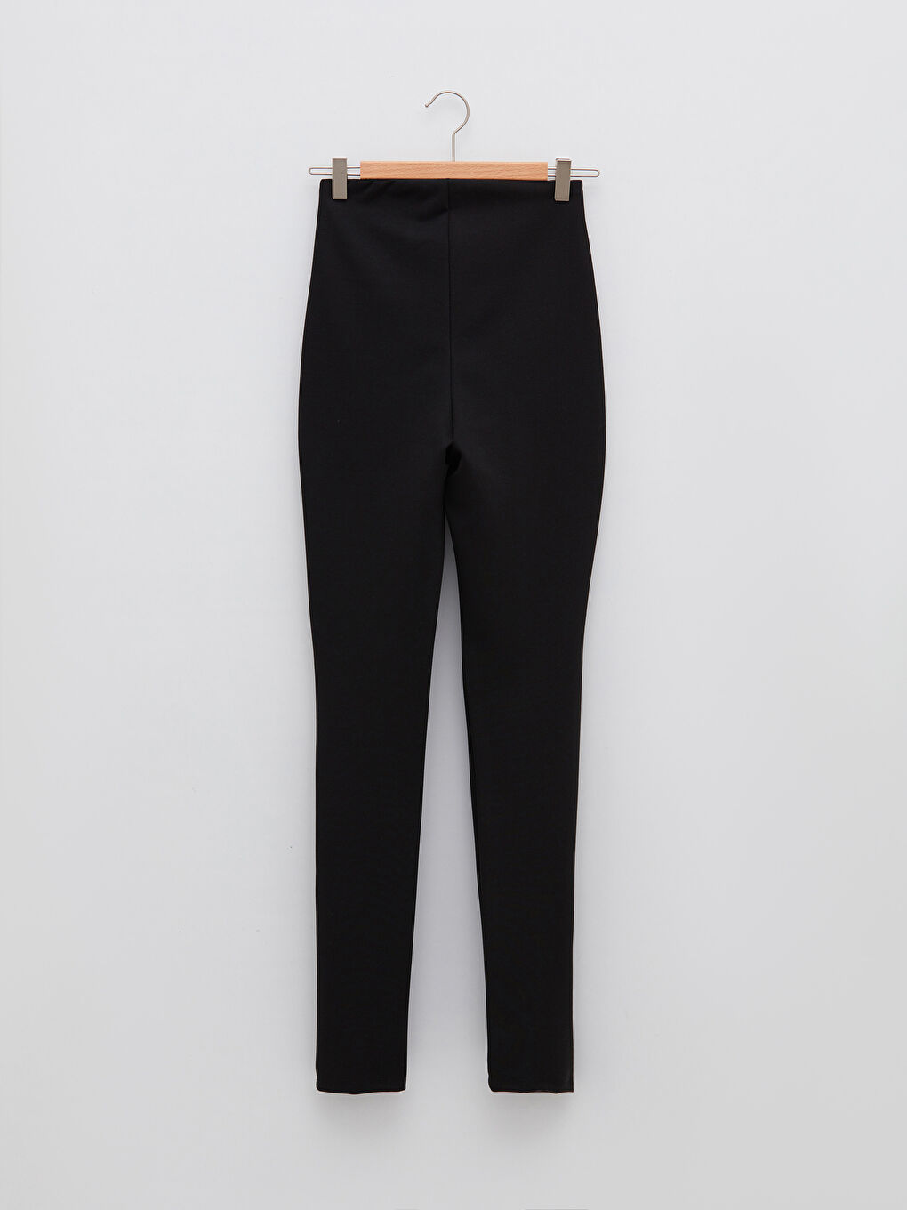 Siyah Beli Lastikli Düz Paçaları Yırtmaç Detaylı Kadın Tayt Pantolon-6