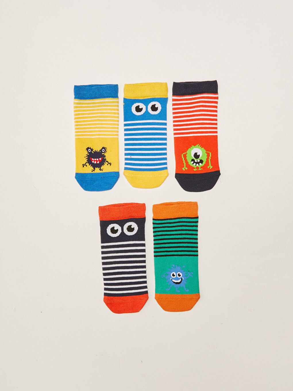 Karışık Desenli Erkek Çocuk Patik Çorap 5'li-1