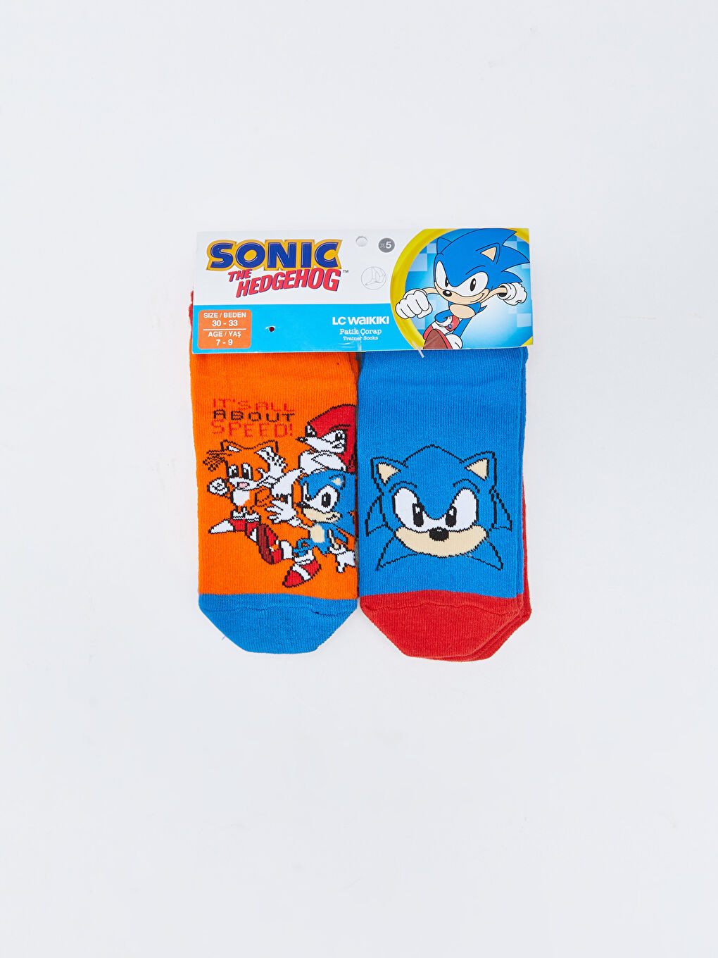Sonic Patterned Boys' Trainer Socks 5 Pack