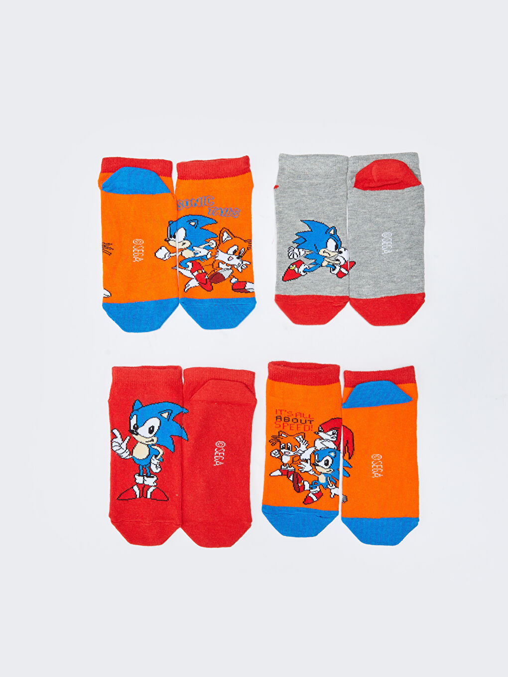 Sonic Patterned Boys' Trainer Socks 5 Pack-1