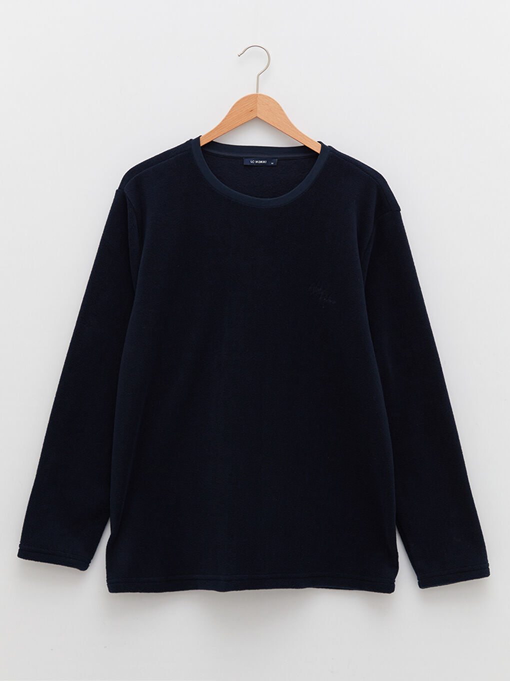 Lacivert Bisiklet Yaka Uzun Kollu Pamuklu Erkek Atlet-5