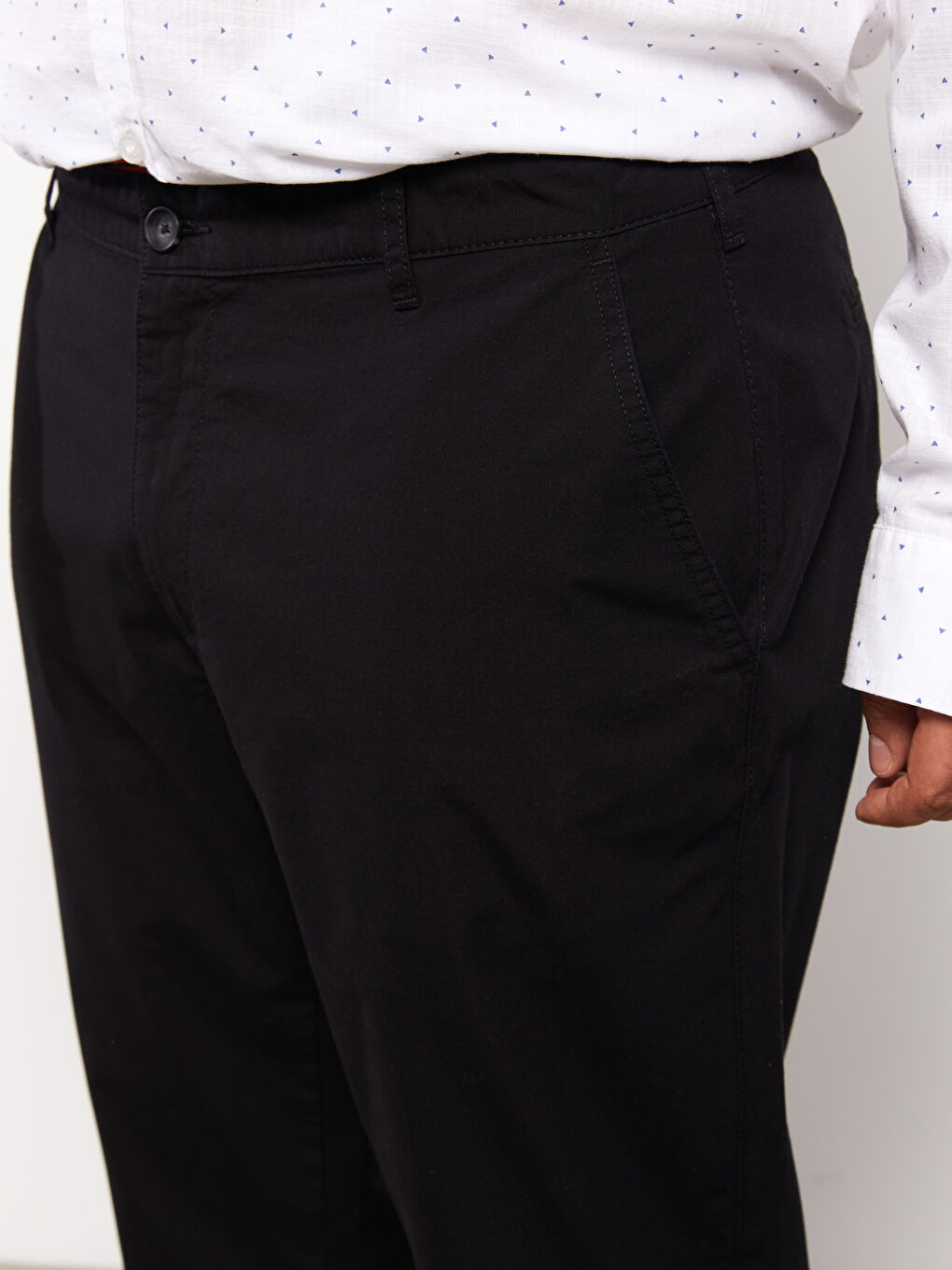 Siyah Rahat Kalıp Erkek Chino Pantolon-2