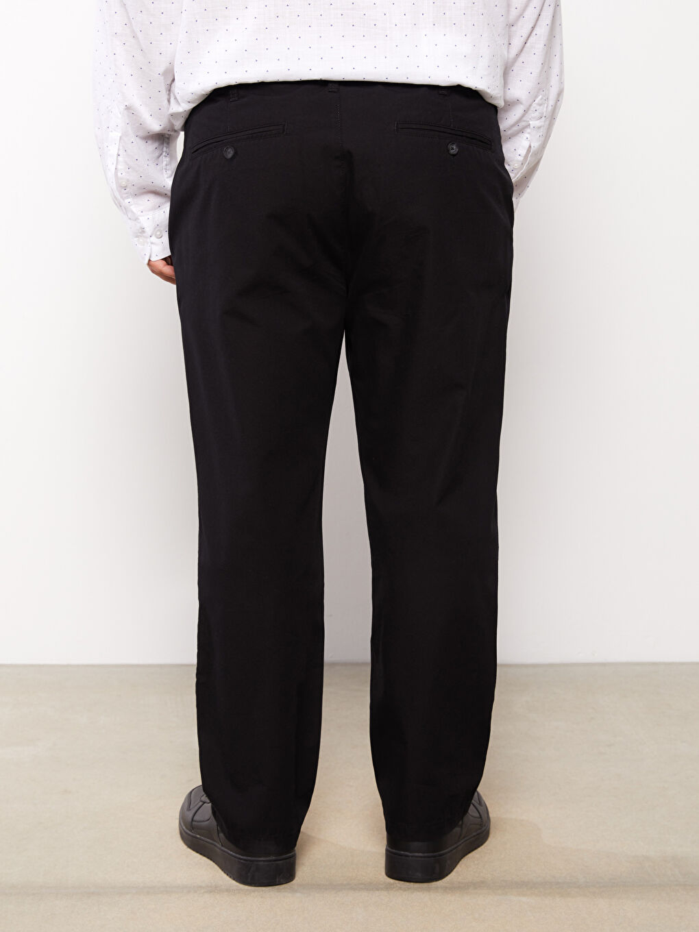 Siyah Rahat Kalıp Erkek Chino Pantolon-4