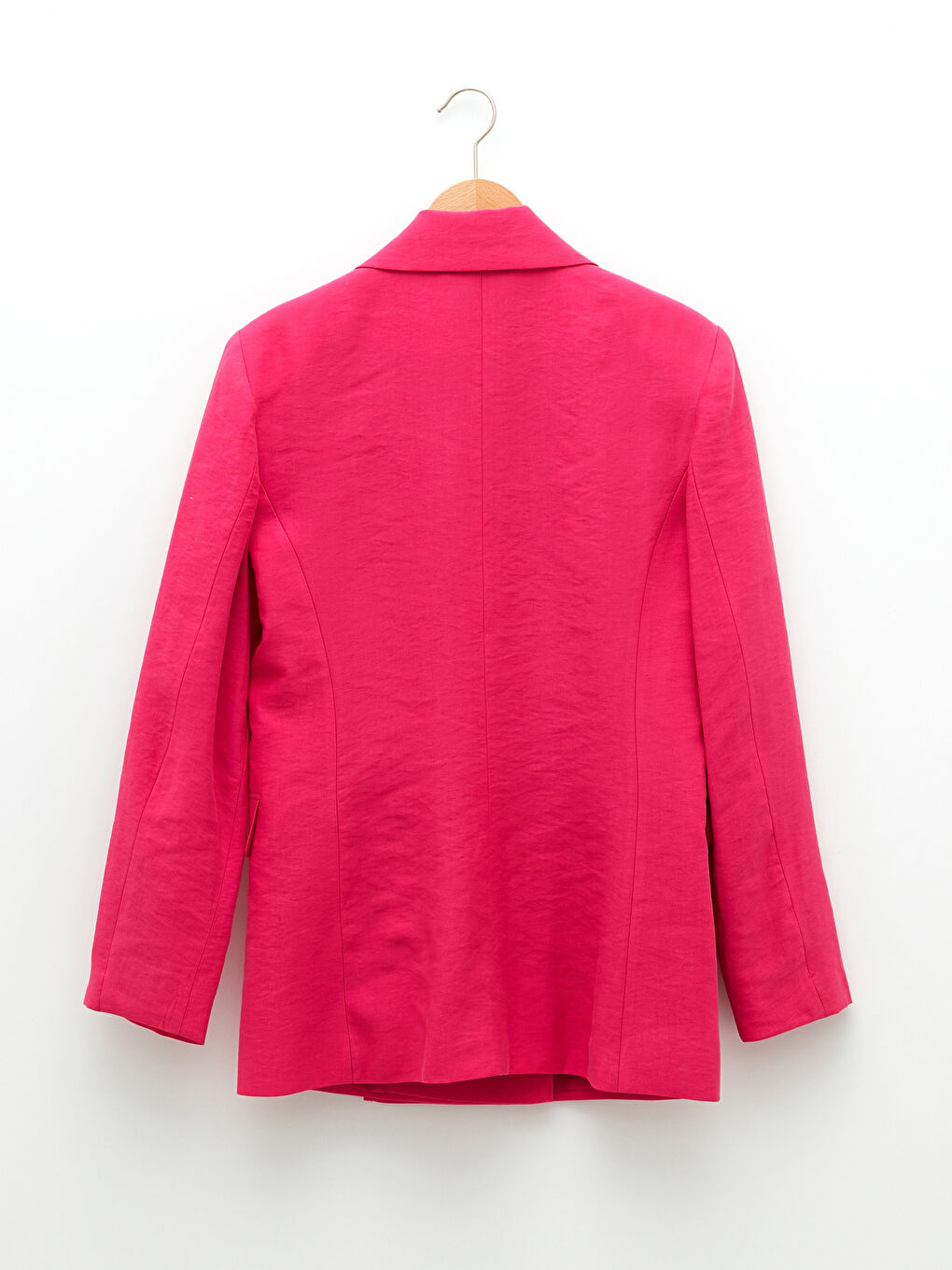 Fuşya Önden Düğme Kapamalı Düz Uzun Kollu Kadın Blazer Ceket-10