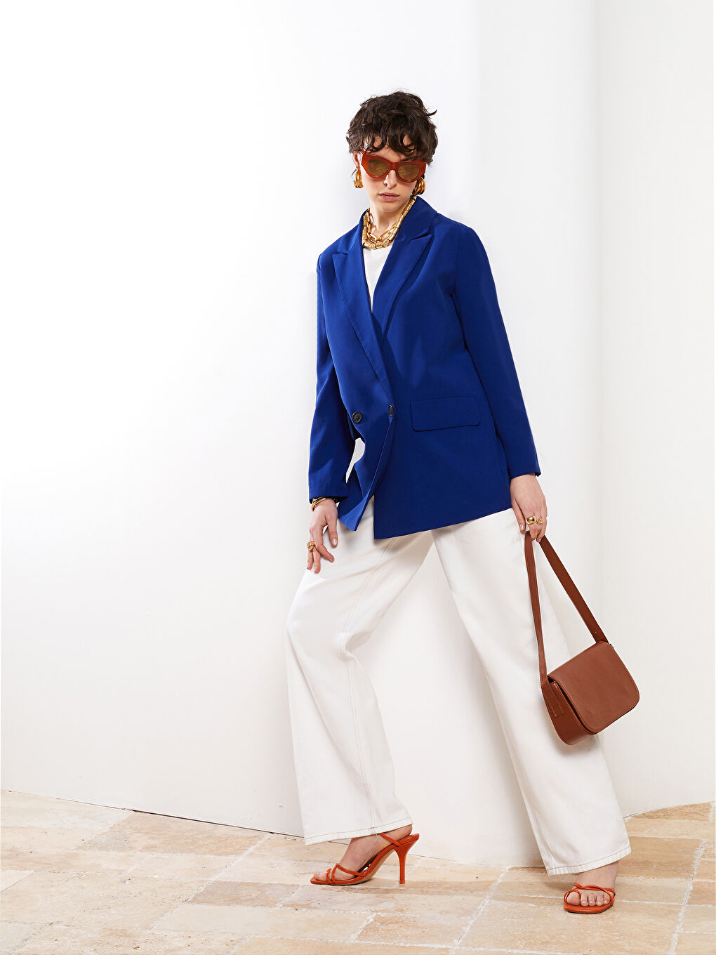 Veste Blazer à Boutons Manches Longues Régulier pour Femmes-1