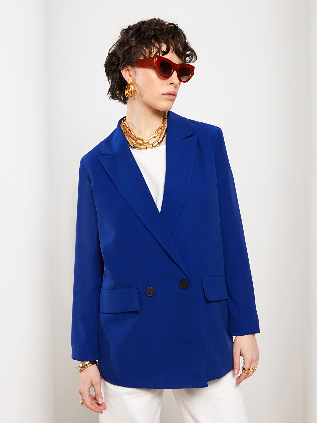 Veste Blazer à Boutons Manches Longues Régulier pour Femmes-2