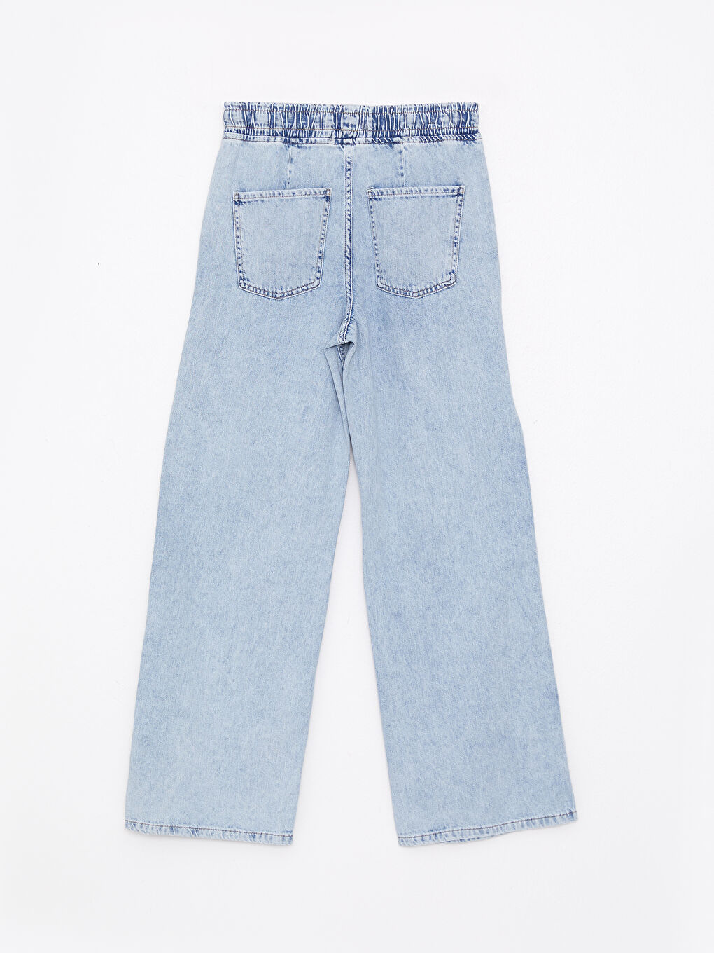 İndigo Yüksek Bel Wideleg Cep Detaylı Kadın Rodeo Jean Pantolon-6