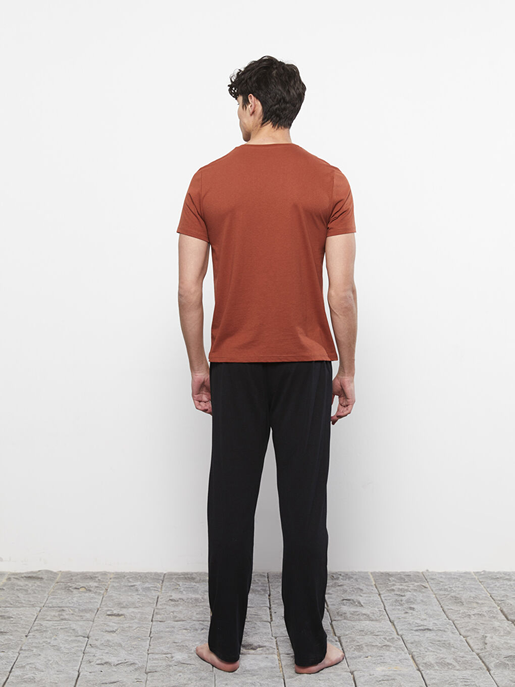 Kahverengi Standart Kalıp Erkek Pijama Takımı-5