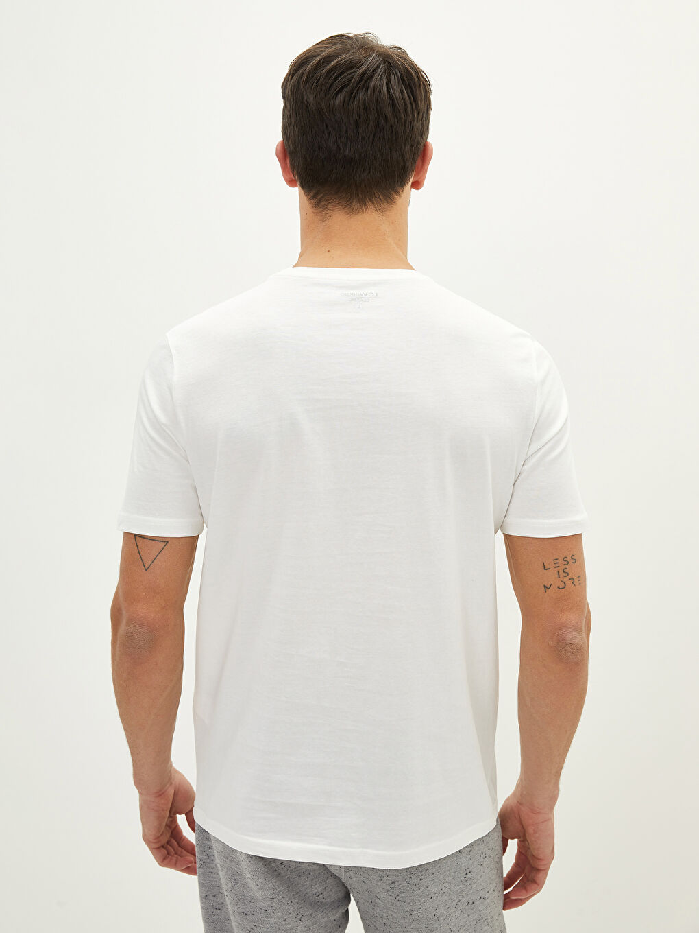 Ekru Bisiklet Yaka Kısa Kollu Baskılı Penye Erkek Tişört-4