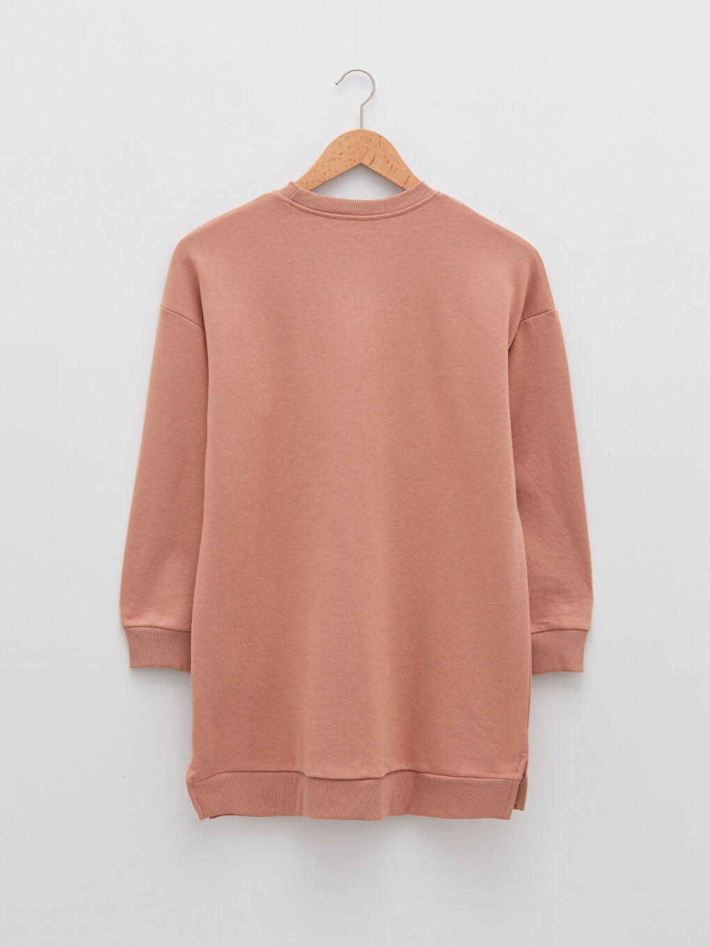 تونيك سويتشيرت كم طويل مطبوع بحروف بياقة دائرية للسيدات-6