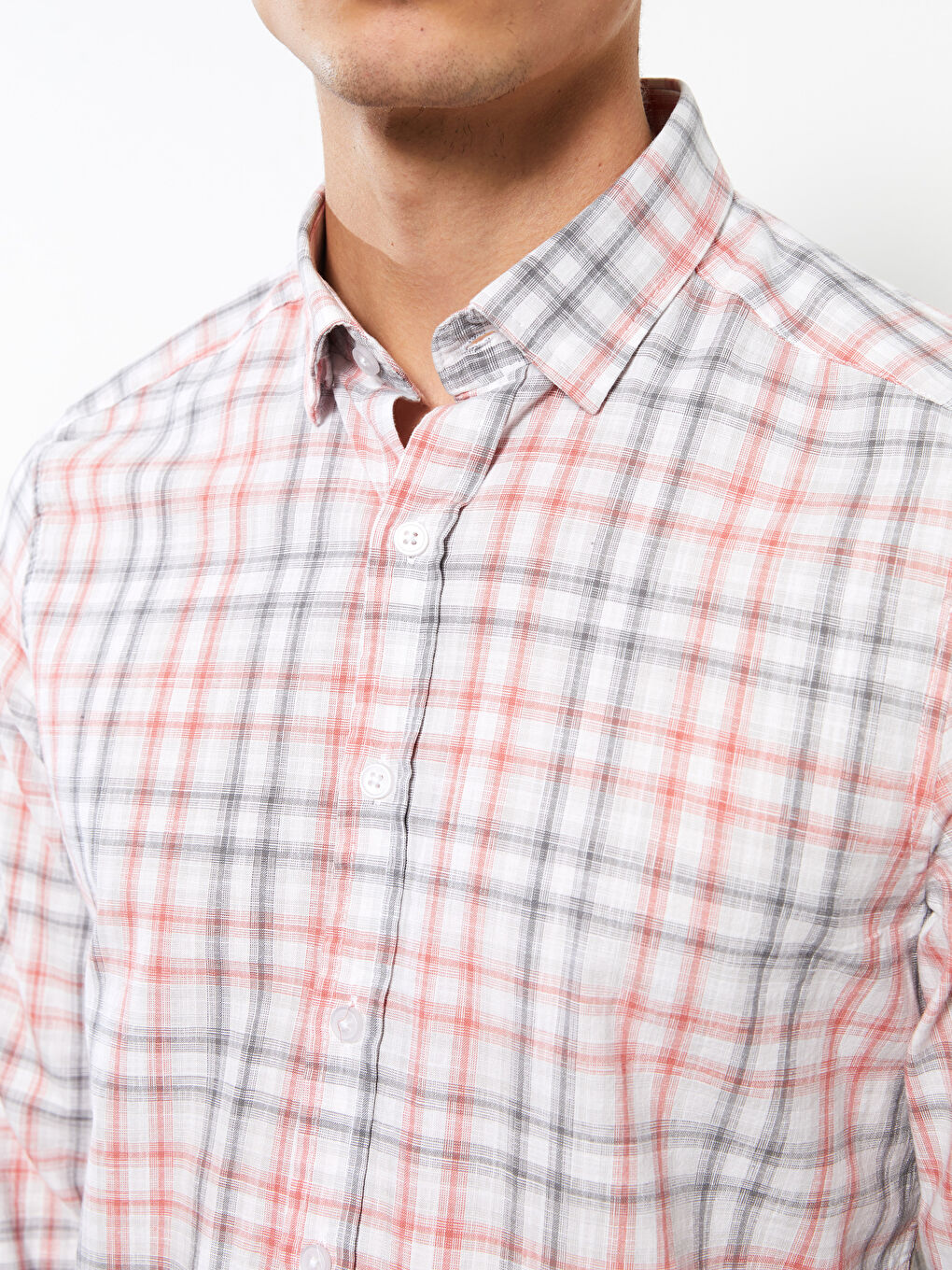 Slim Fit Long Sleeve Plaid Poplin Men Shirt -S2GL04Z8-LLV