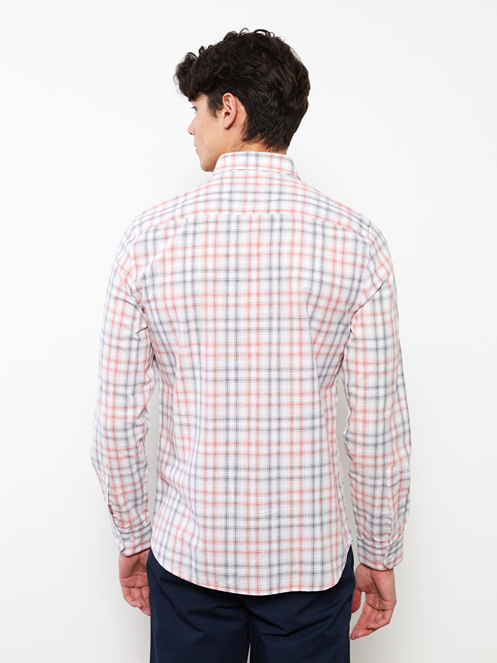 Slim Fit Long Sleeve Plaid Poplin Men Shirt -S2GL04Z8-LLV