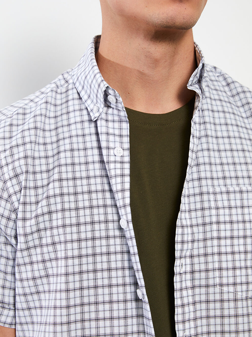 Mavi Regular Fit Kısa Kollu Ekose Oxford Erkek Gömlek-3