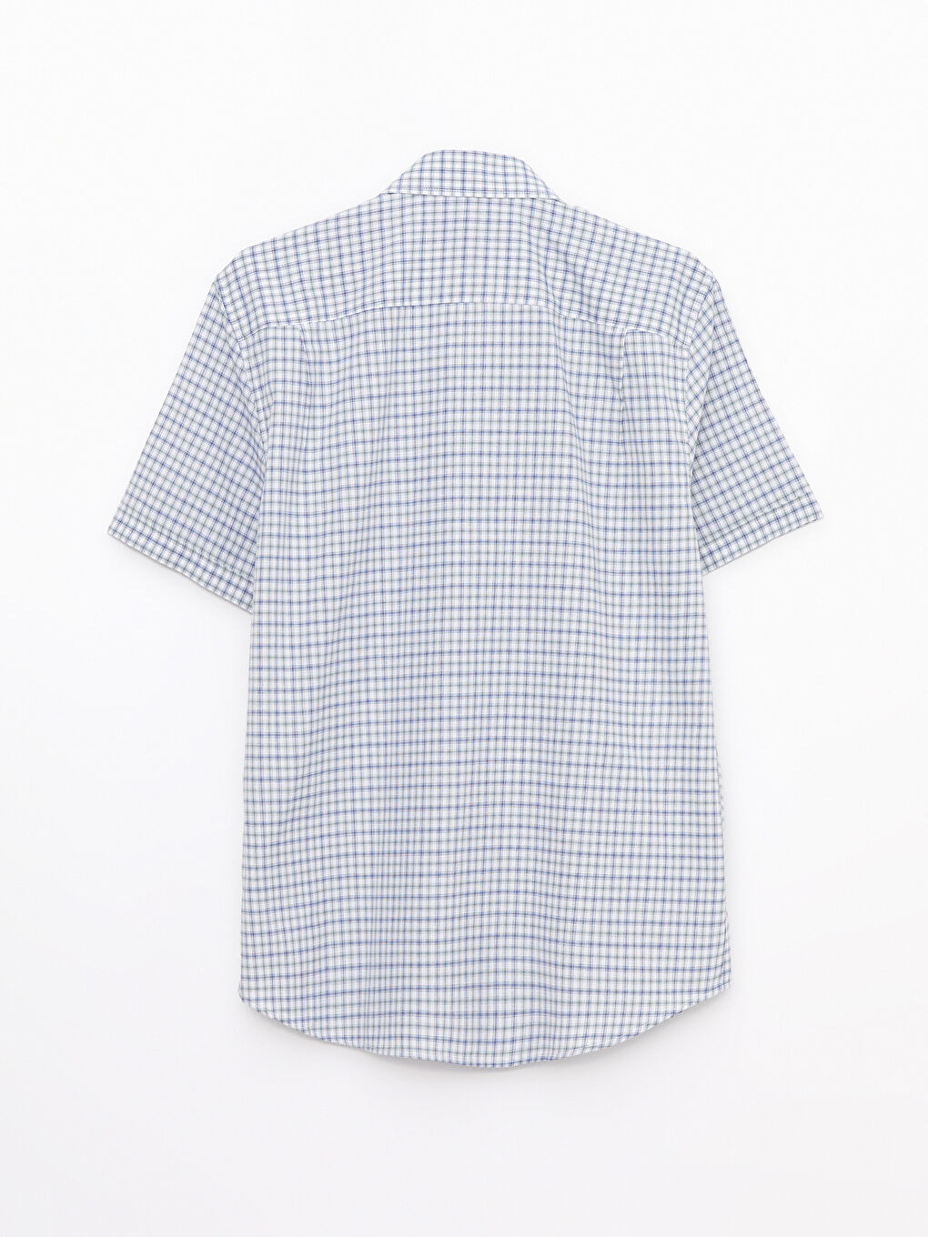 Рубашка мужская оксфордская в клетку стандартного кроя с короткими рукавами-7