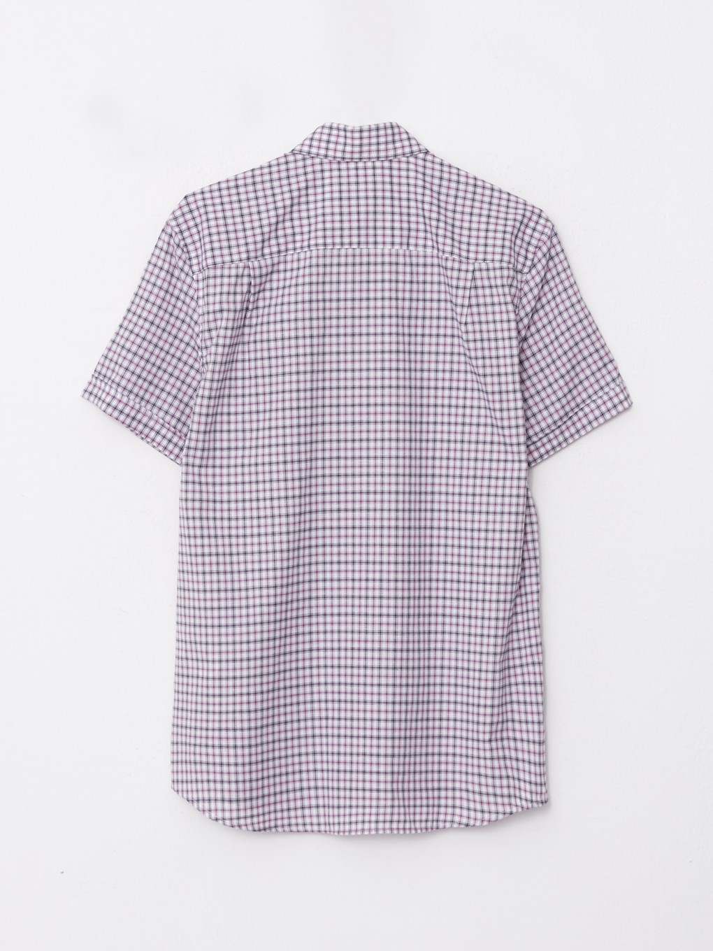 Regular Fit Short Sleeve Plaid Oxford Men's Shirt-6
