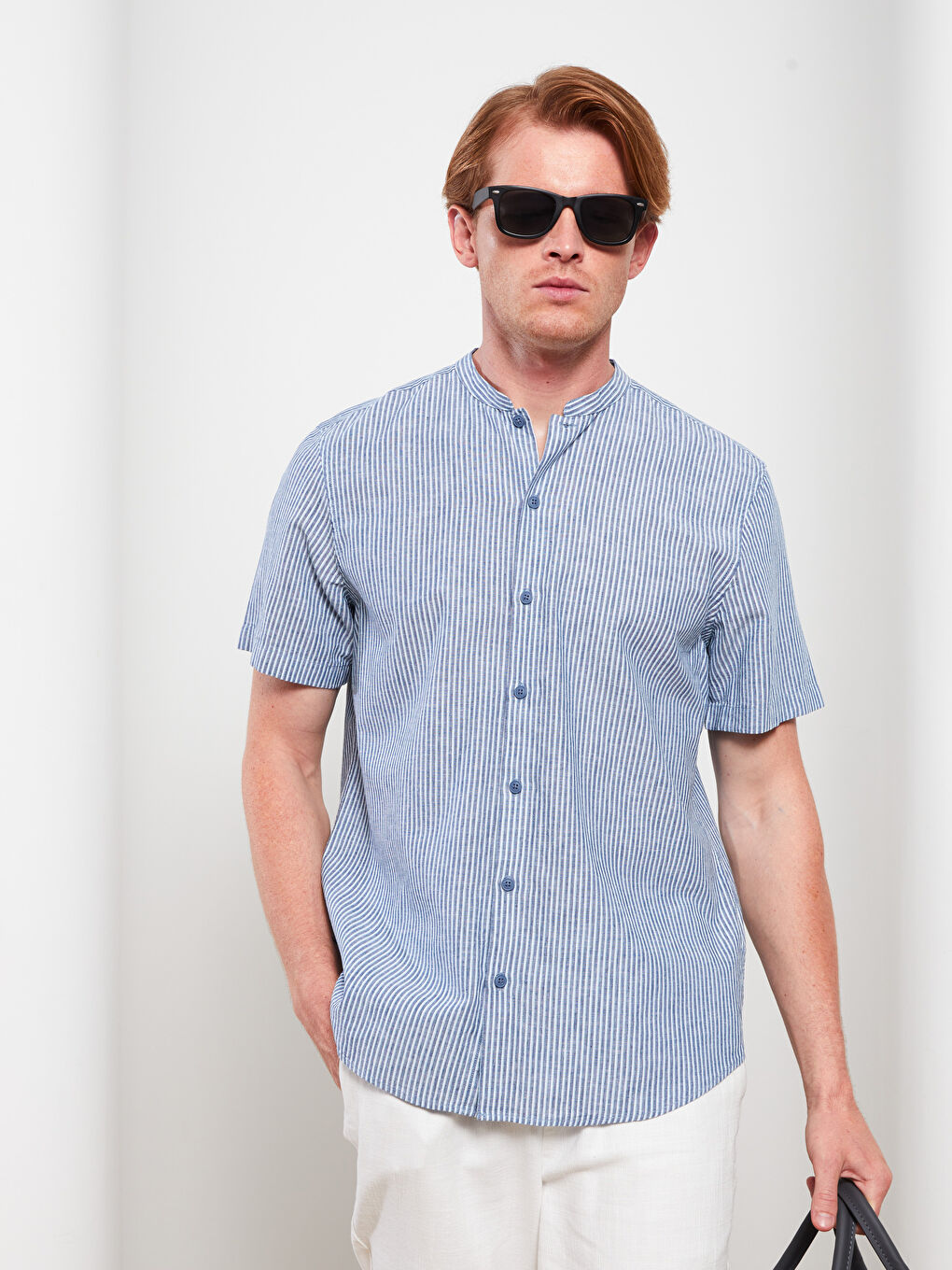İndigo Regular Fit Kısa Kollu Çizgili Erkek Gömlek-1