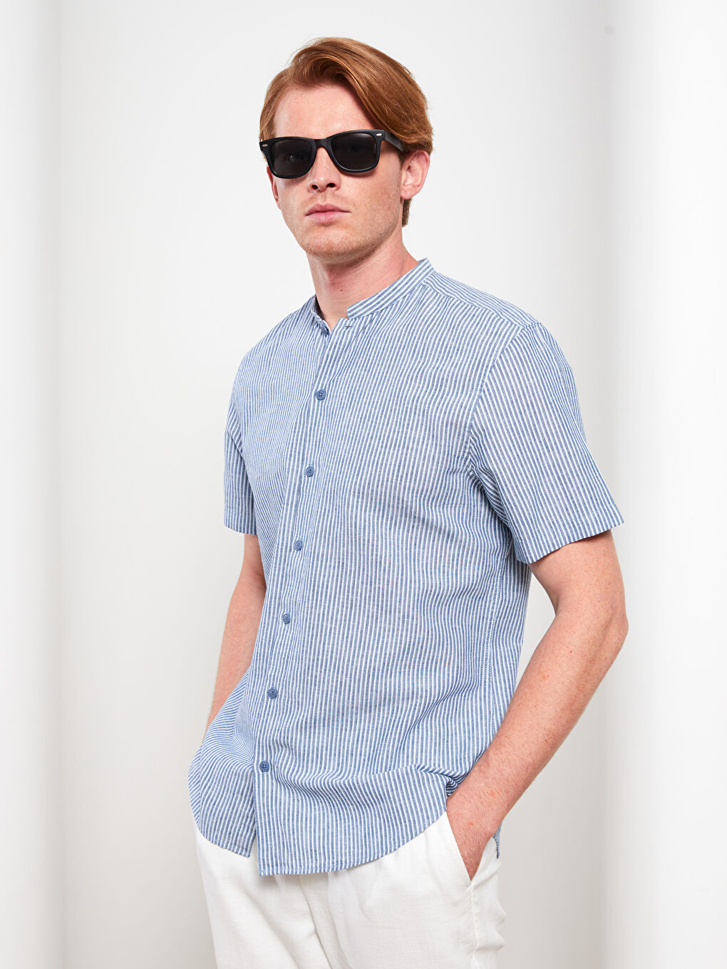 İndigo Regular Fit Kısa Kollu Çizgili Erkek Gömlek-2