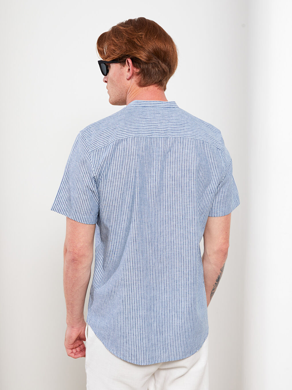 İndigo Regular Fit Kısa Kollu Çizgili Erkek Gömlek-4