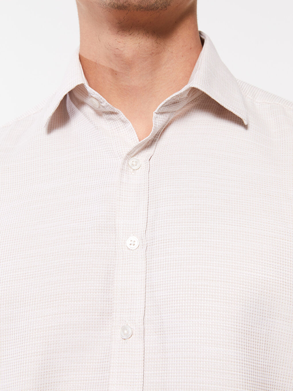 قميص رجالي بكم قصير بقماش دوبي بقصة عادية-3