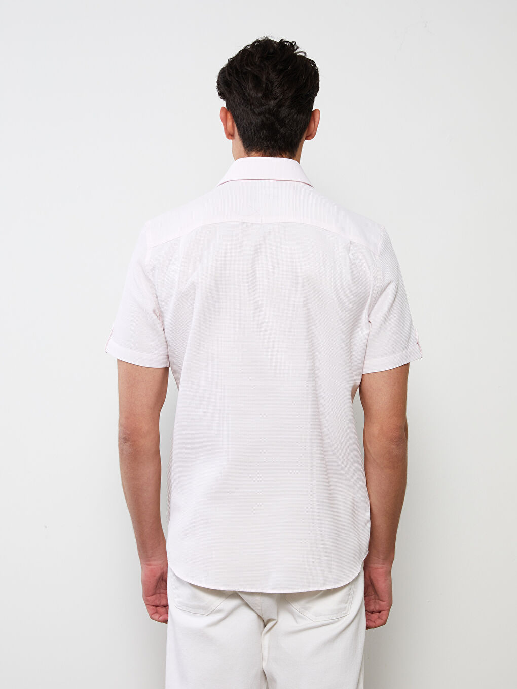 Pembe Regular Fit Kısa Kollu Armürlü Erkek Gömlek-4