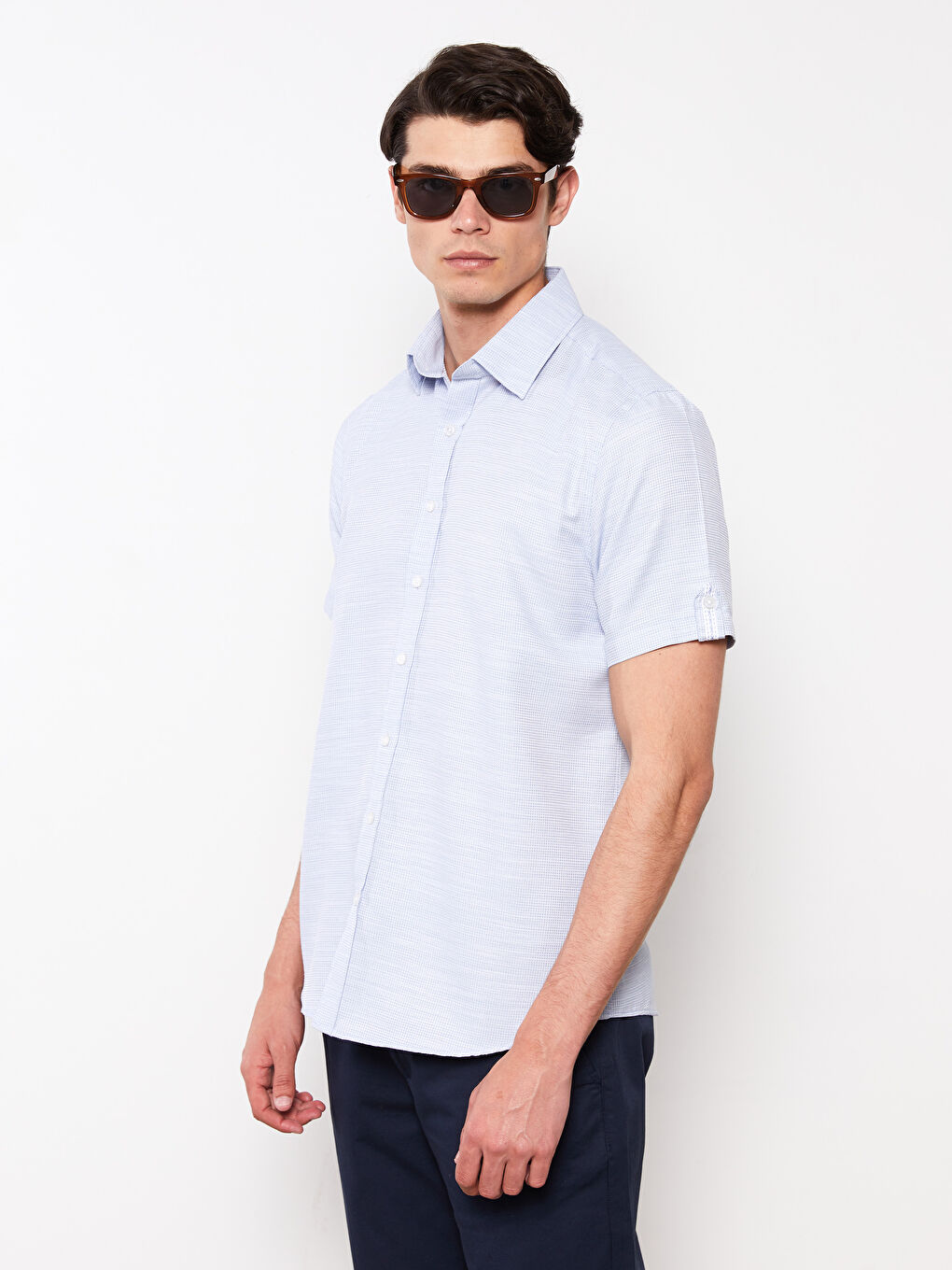 Mavi Regular Fit Kısa Kollu Armürlü Erkek Gömlek