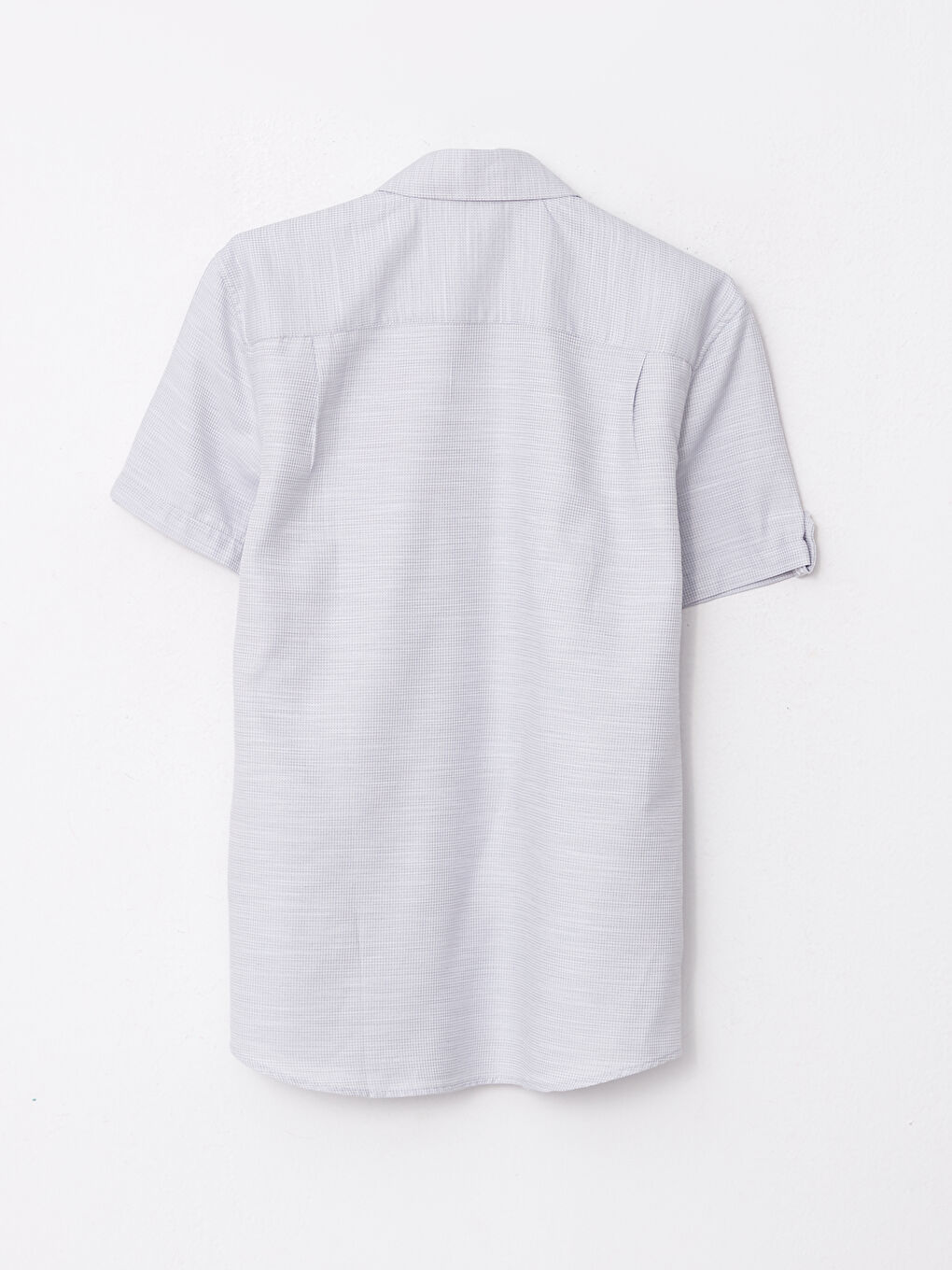 Gri Regular Fit Kısa Kollu Armürlü Erkek Gömlek-6