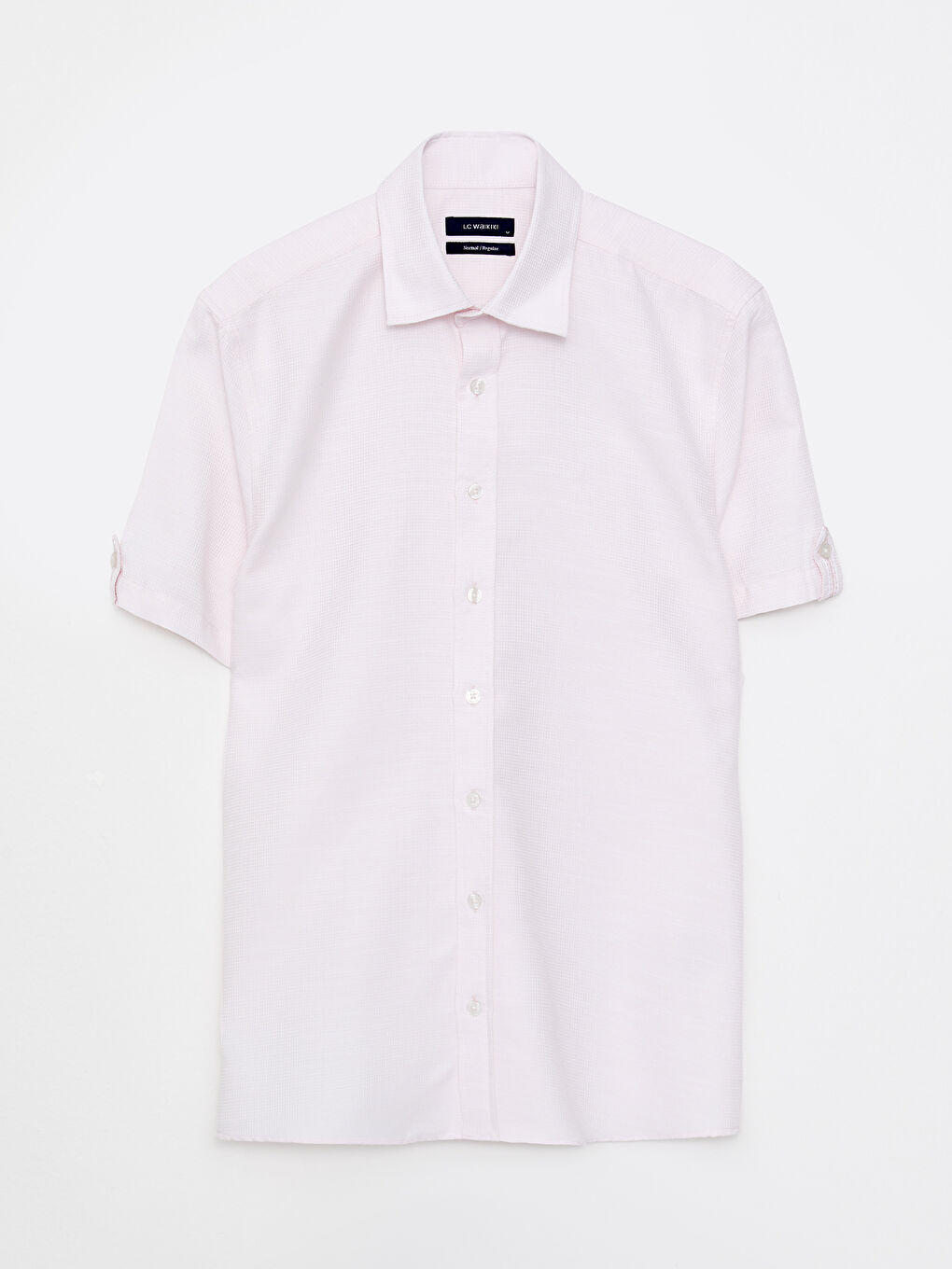 Pembe Regular Fit Kısa Kollu Armürlü Erkek Gömlek-5