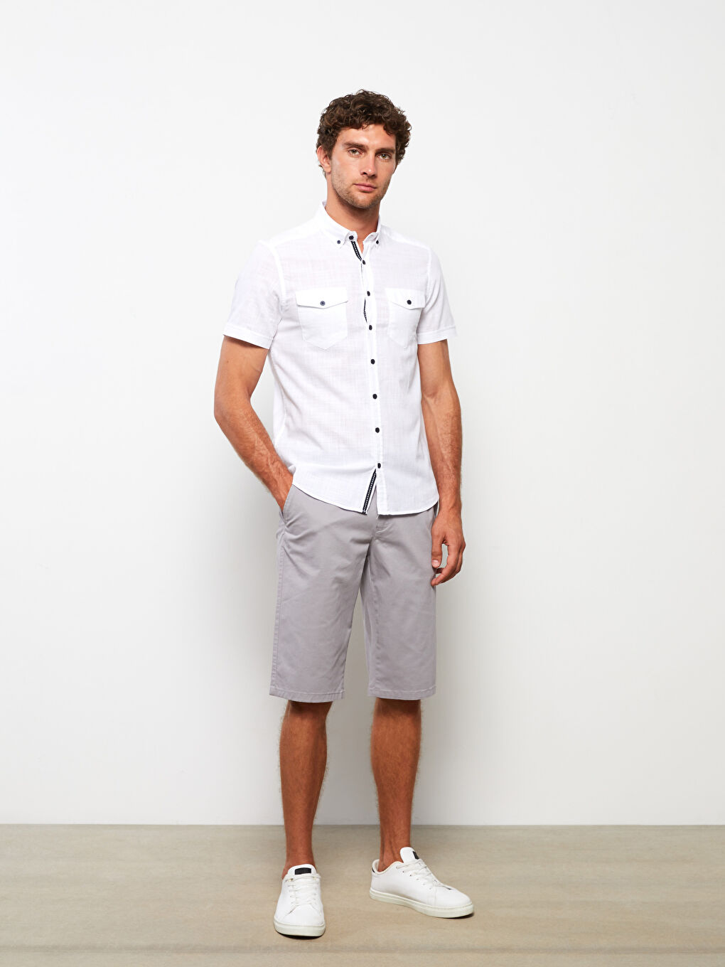 Рубашка Мужская Слим Фит с Коротким Рукавом из Поплина-2