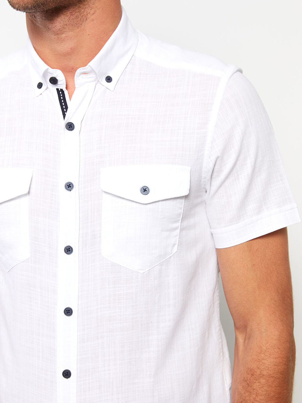 Рубашка Мужская Слим Фит с Коротким Рукавом из Поплина-3