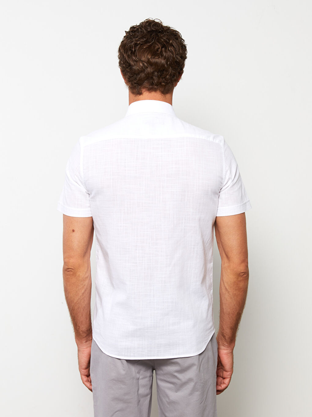 Рубашка Мужская Слим Фит с Коротким Рукавом из Поплина-4