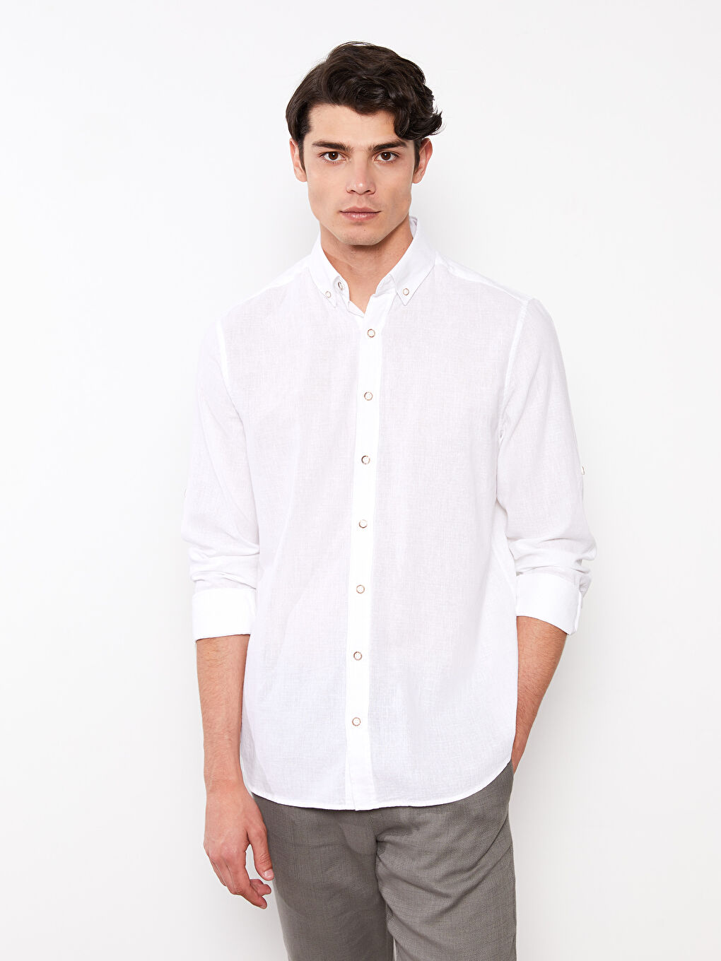 Regular Fit Long Sleeve Poplin Men's Shirt -S2GL88Z8-Q6K