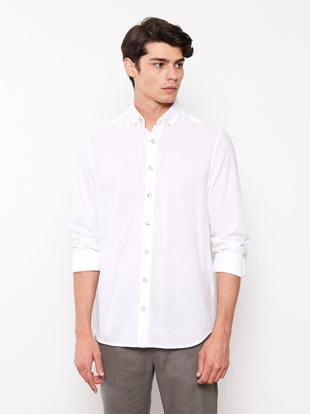 Regular Fit Long Sleeve Poplin Men's Shirt -S2GL88Z8-Q6K