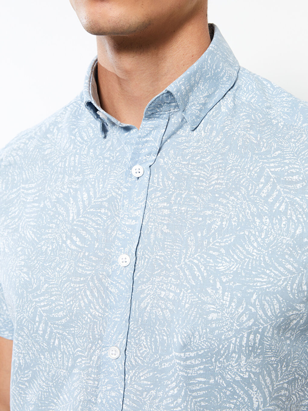 Mavi Slim Fit Kısa Kollu Desenli Poplin Erkek Gömlek-3