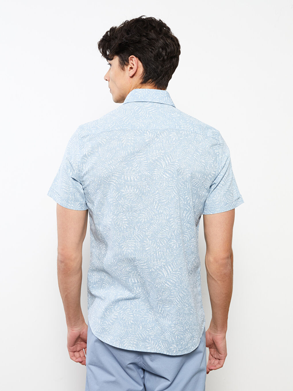 Mavi Slim Fit Kısa Kollu Desenli Poplin Erkek Gömlek-4