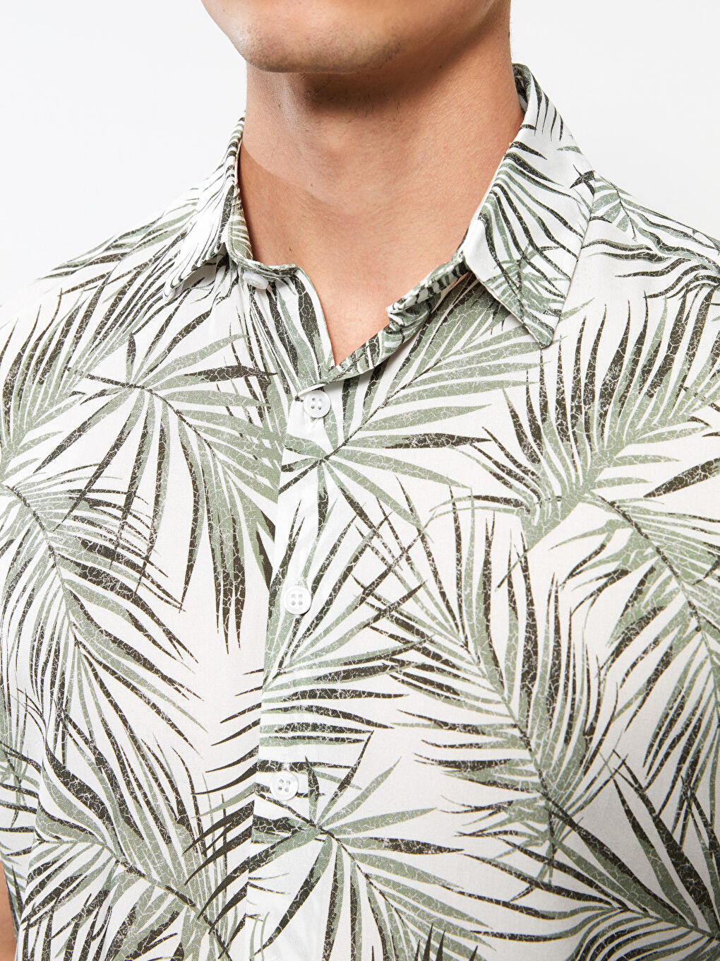 Yeşil Regular Fit Kısa Kollu Desenli Erkek Gömlek-3