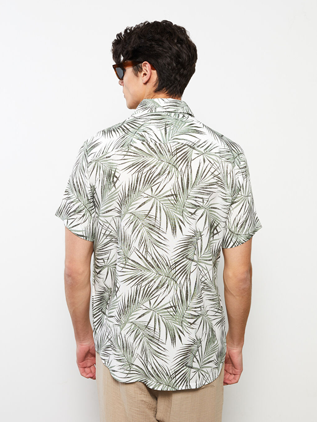 Yeşil Regular Fit Kısa Kollu Desenli Erkek Gömlek-4