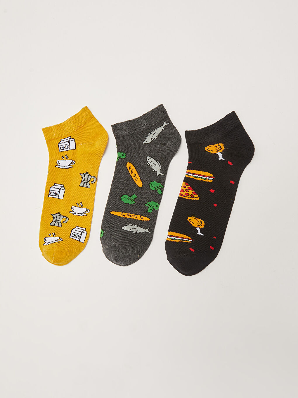 Karışık Desenli Erkek Patik Çorap 3'lü-1