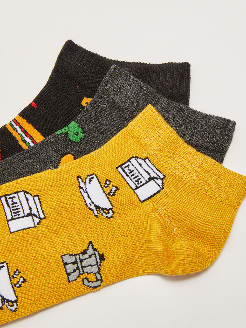 Karışık Desenli Erkek Patik Çorap 3'lü-2