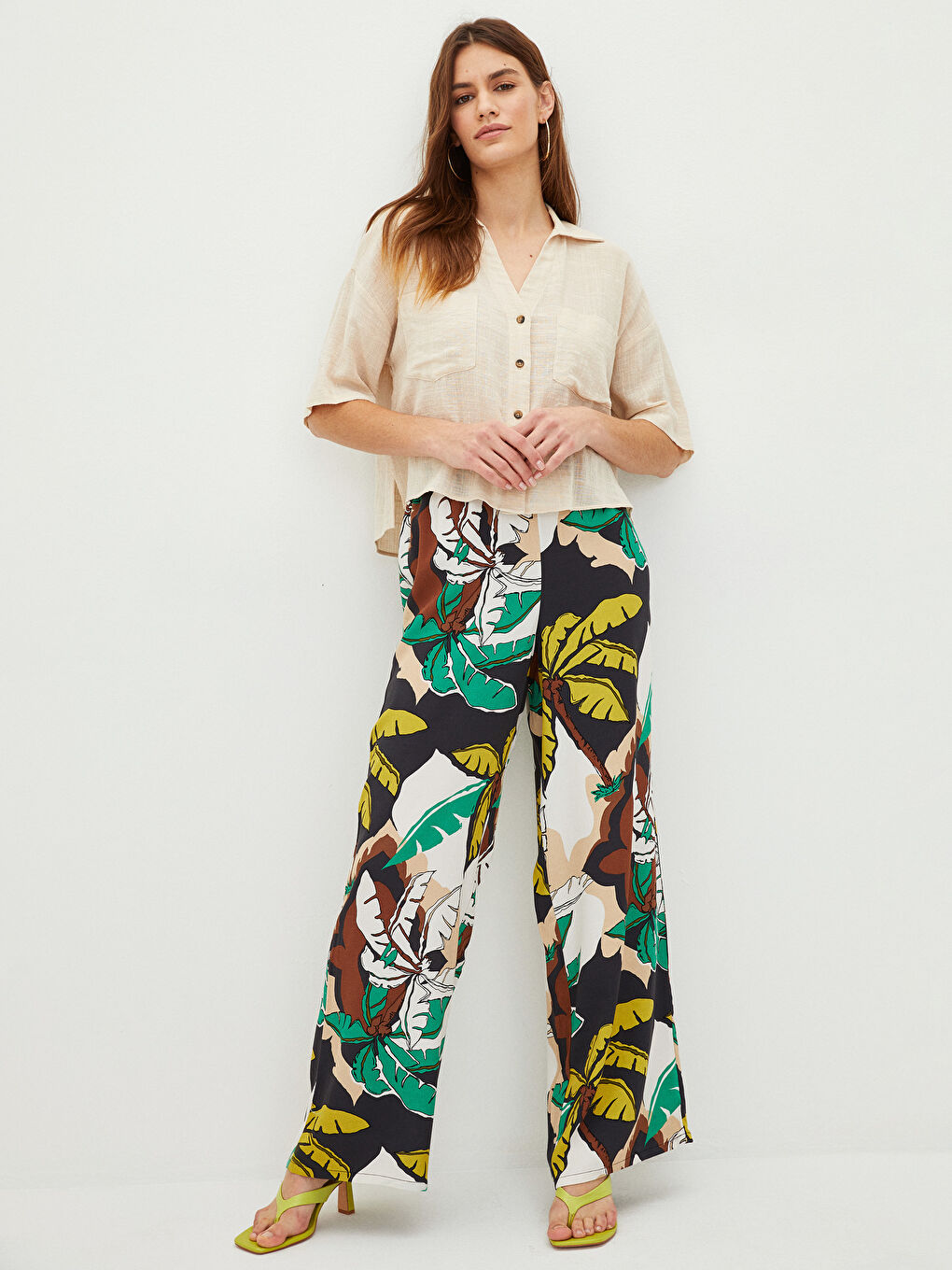 بنطلون للسيدات بخصر مطاطي ونقشة جبردين-2