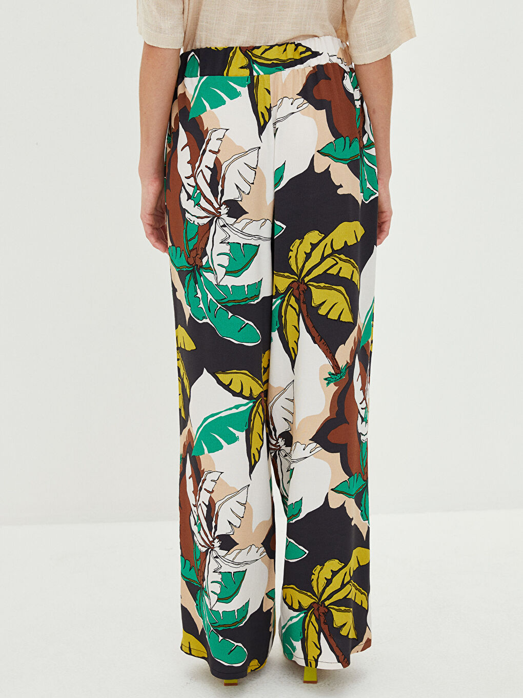 بنطلون للسيدات بخصر مطاطي ونقشة جبردين-4