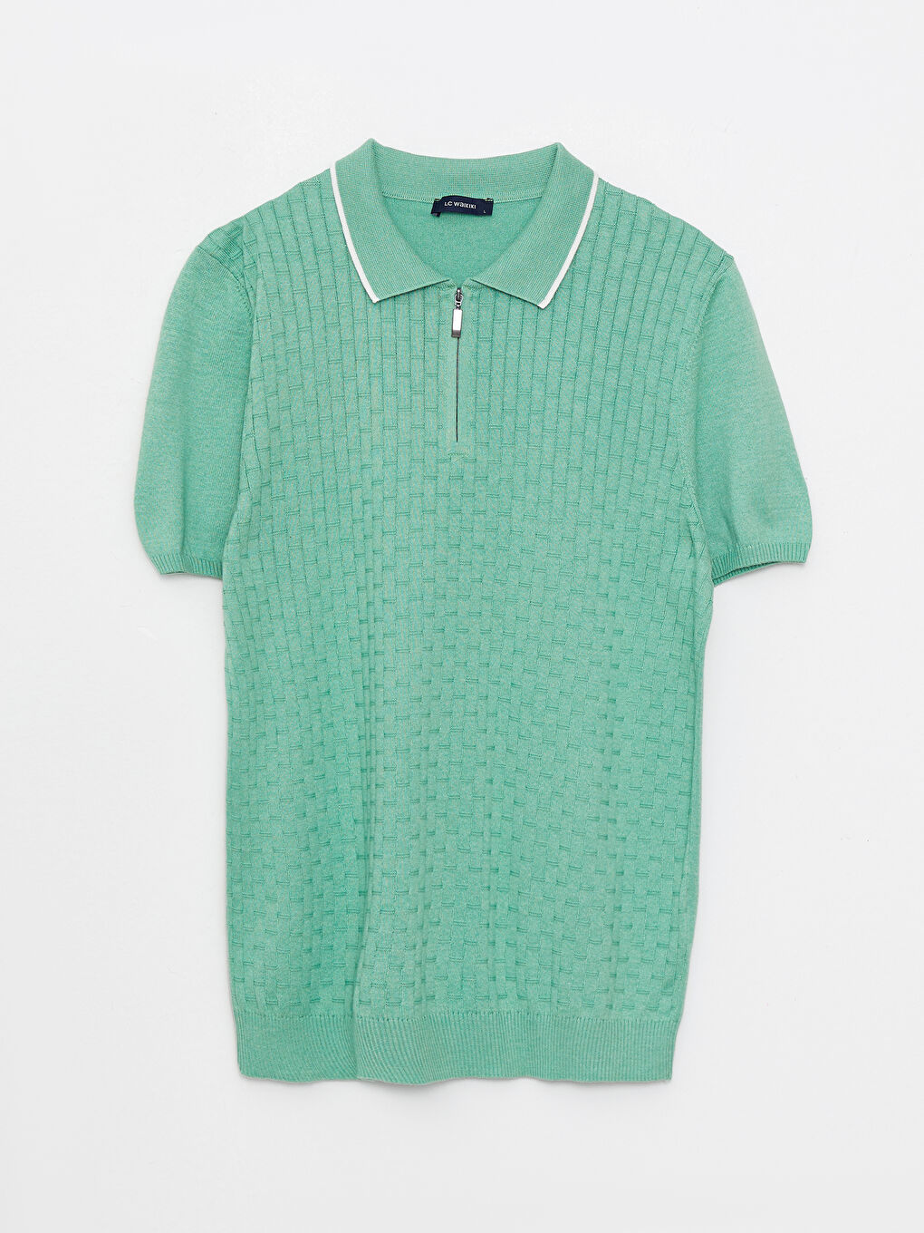 Yeşil Polo Yaka Erkek Triko Tişört-5