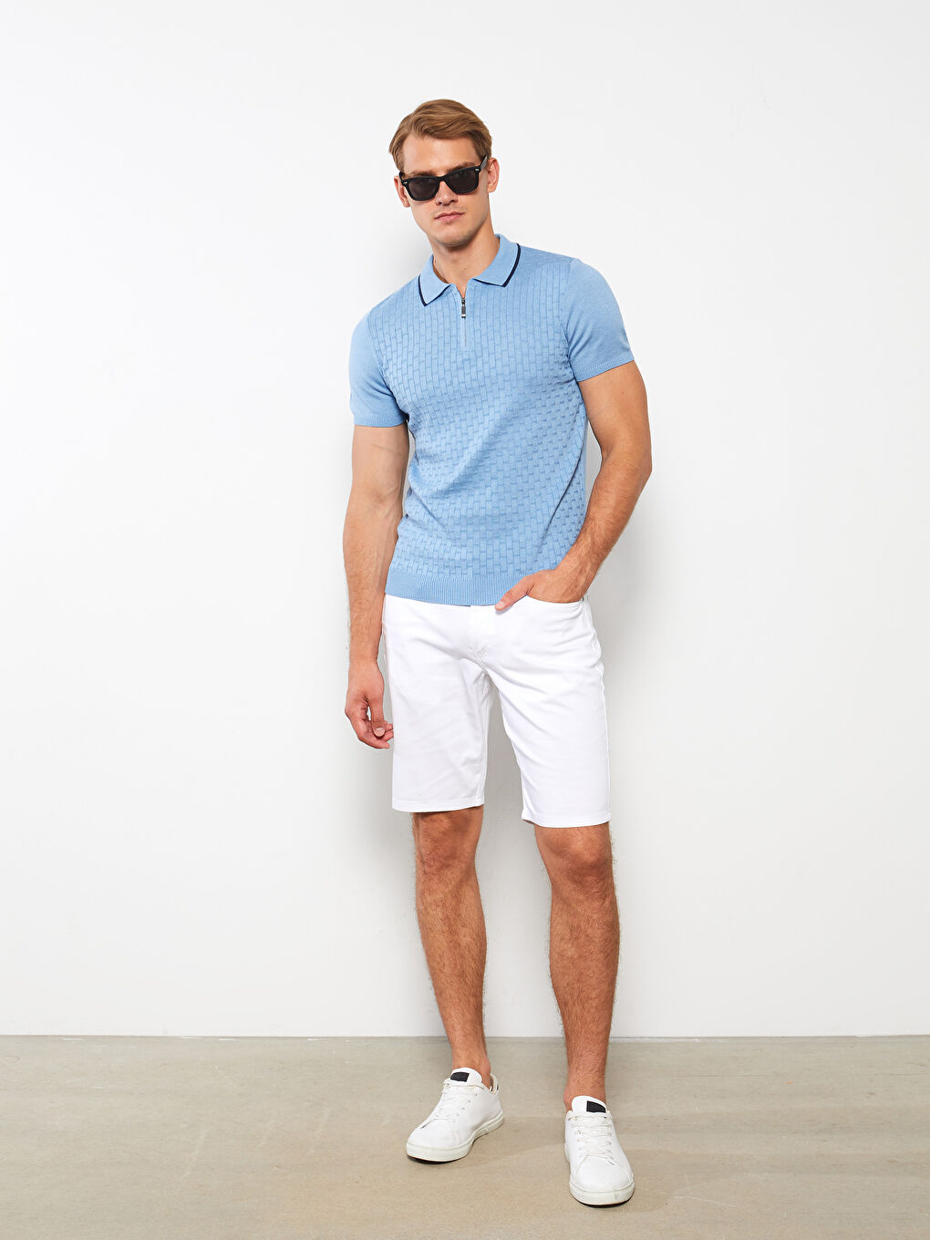 Mavi Polo Yaka Erkek Triko Tişört