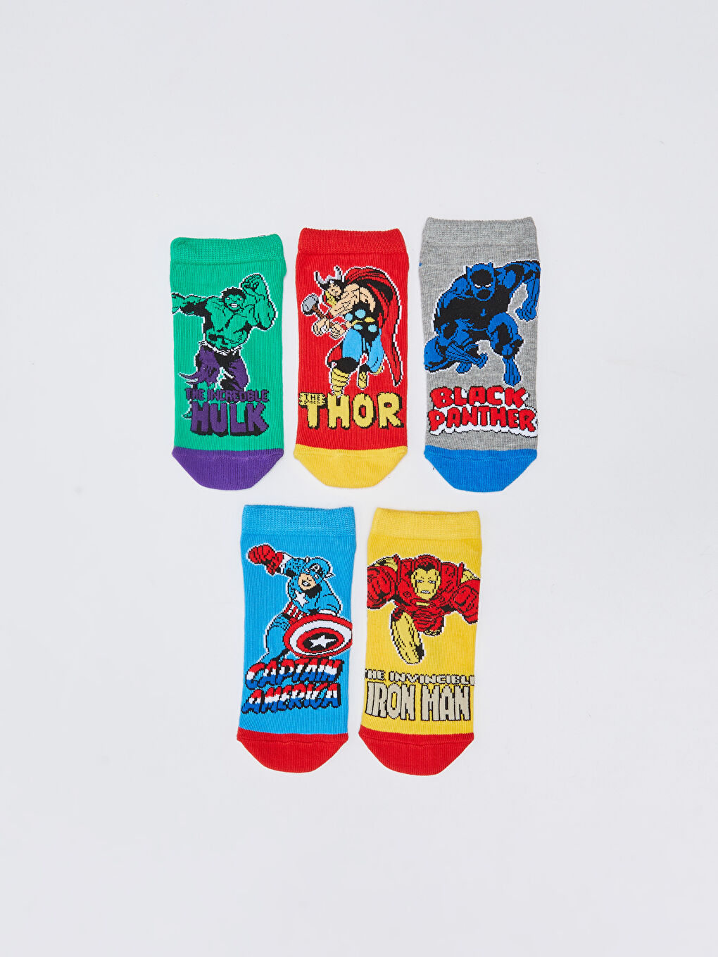 Karışık Avengers Desenli Erkek Çocuk Patik Çorap 5'li-1