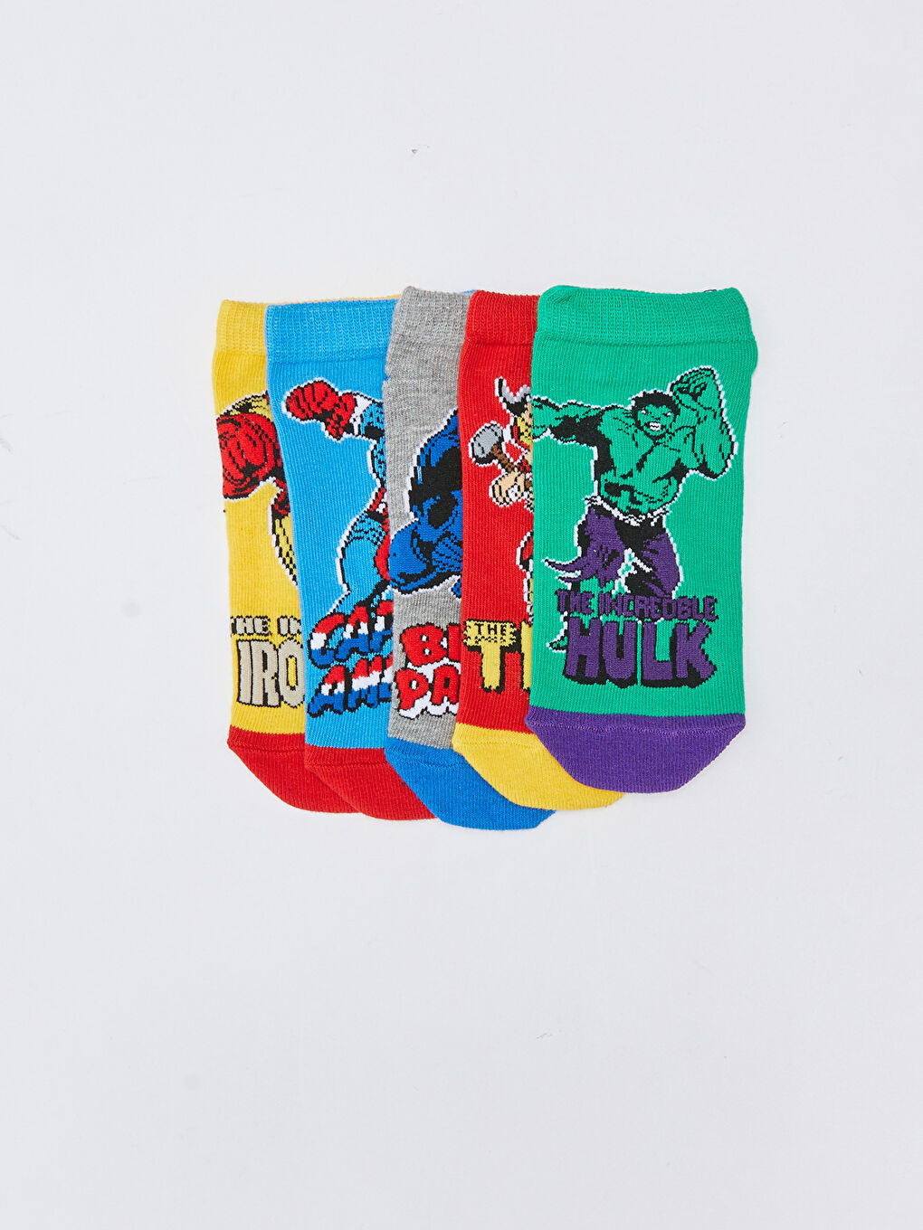 Karışık Avengers Desenli Erkek Çocuk Patik Çorap 5'li-2