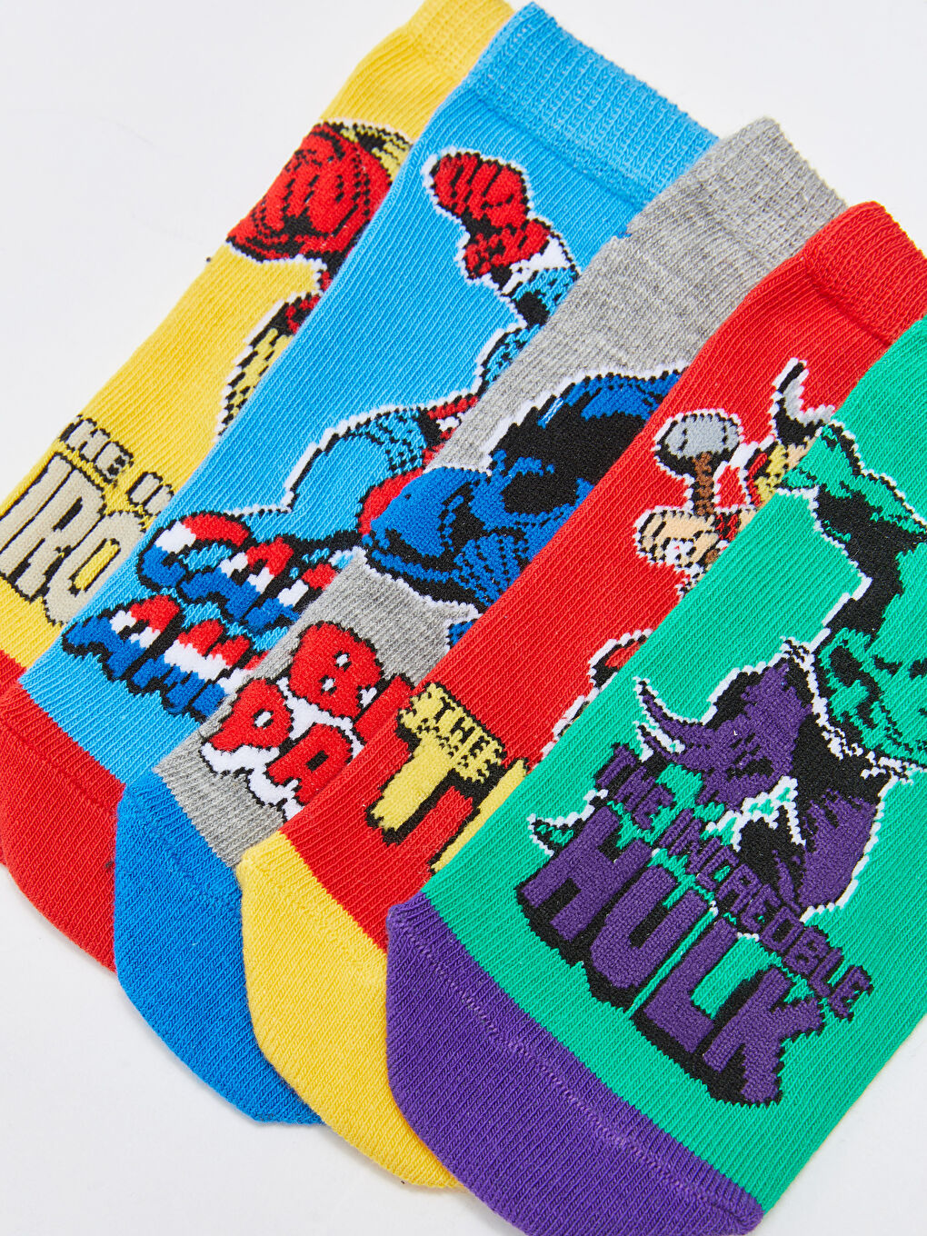 Karışık Avengers Desenli Erkek Çocuk Patik Çorap 5'li-3