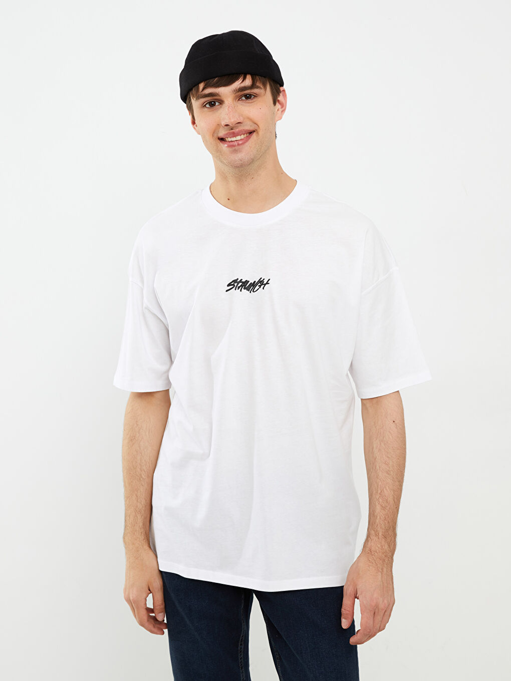 Oversize Crew Neck Short Sleeve Printed Jersey Men's T-Shirt-1