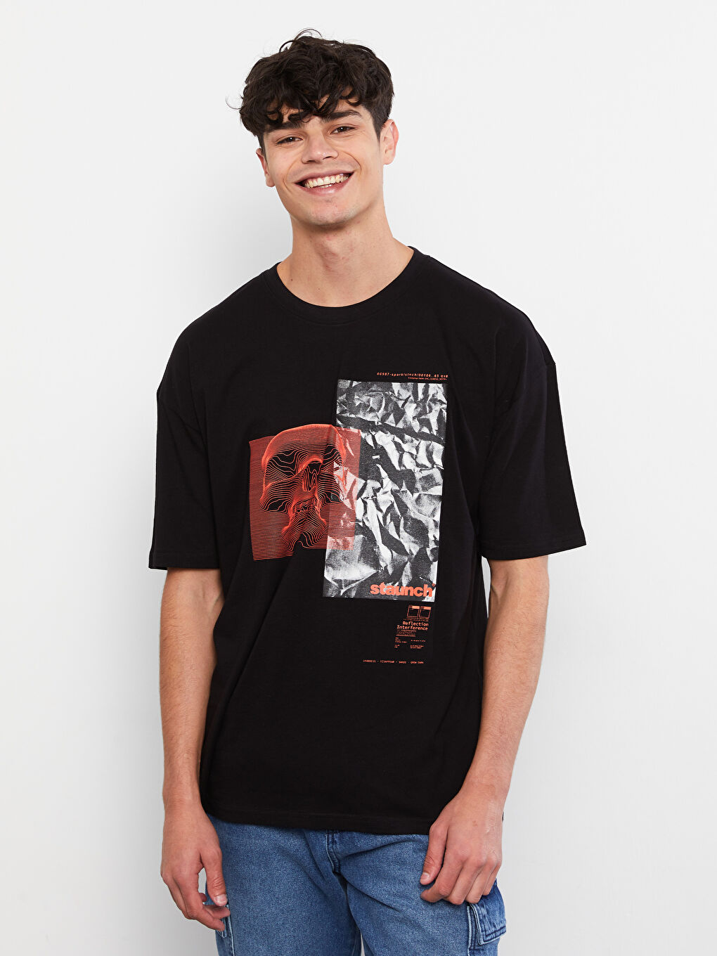 Crew Neck Short Sleeve Printed Combed Cotton Men's T-shirt -S2GM77Z8-CVL