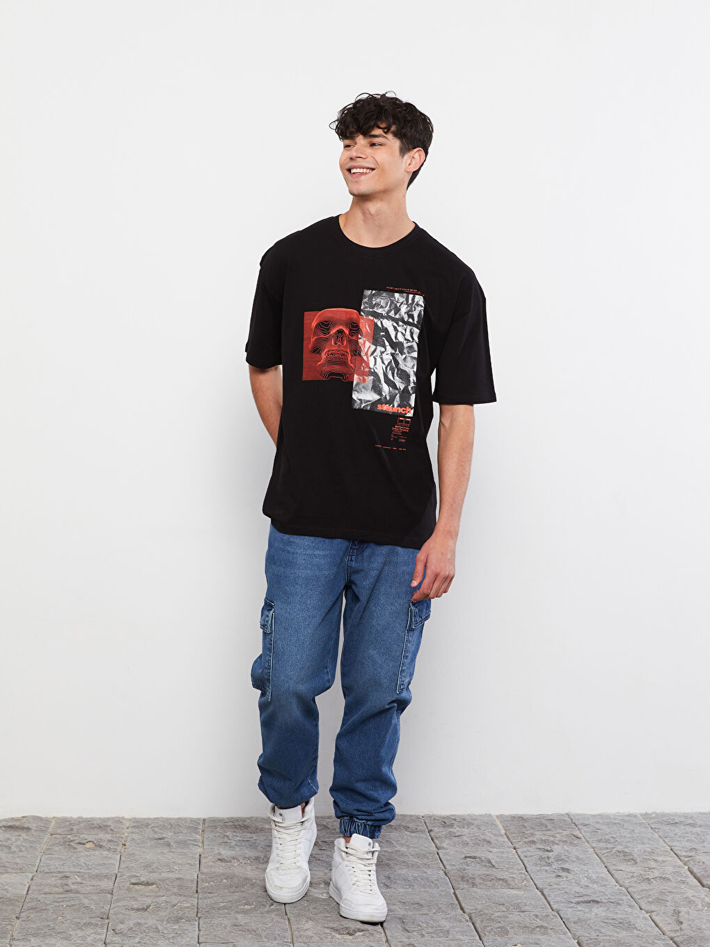 Crew Neck Short Sleeve Printed Combed Cotton Men's T-shirt -S2GM77Z8-CVL
