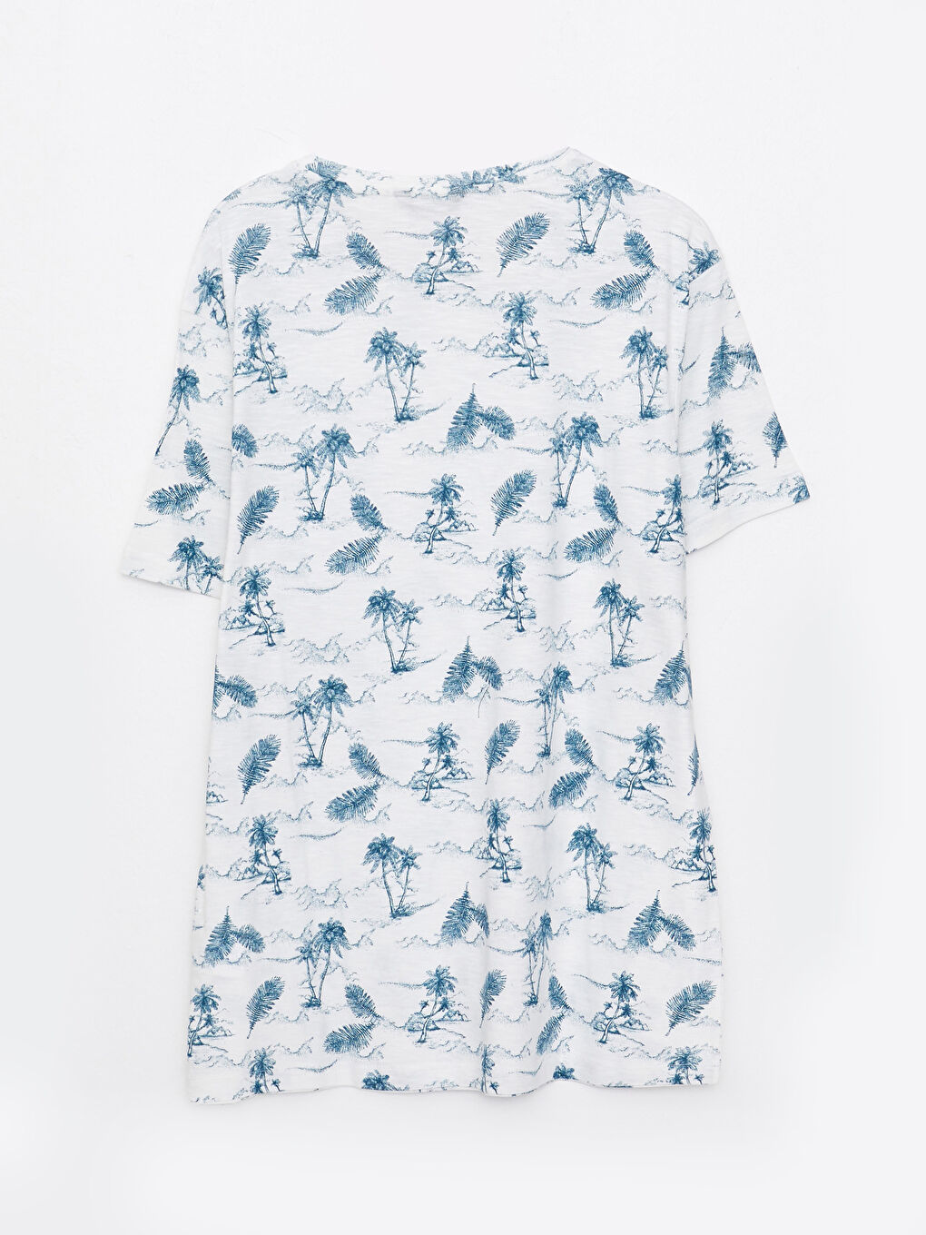 Beyaz Bisiklet Yaka Kısa Kollu Desenli Penye Erkek Tişört-6